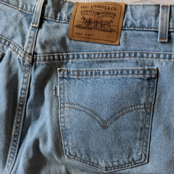 Levi's Vintage 1998 Made In USA Denim Jean Shorts Jorts White Tab High Rise 18 - Picture 7 of 8